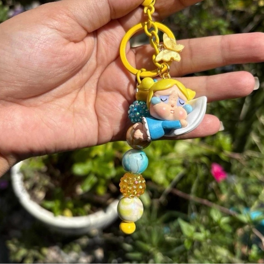 Colorful Beaded Keychain with Sleeping bubbles
